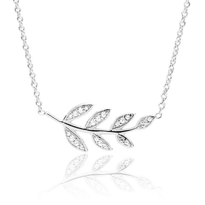 Olive Silver Pendant Necklace, JFS00485040 - Fossil