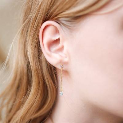 Boucles d'oreilles diamants percés poire 0.44 ct & or 18K - Ocarat