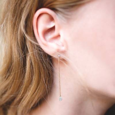 Pendants d'oreilles diamants percés 0.44 ct & or 18K - Ocarat