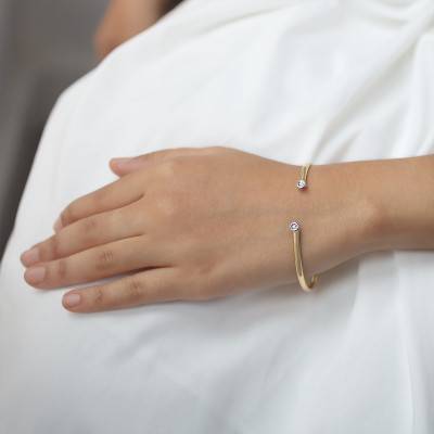 Two-Tone 375 Gold Flexible Bracelet & Diamonds, Width 5 mm - Rosatella