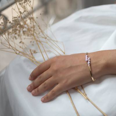 375/1000 3-Color Gold & Diamond Flexible Bracelet 5 mm - Rosatella