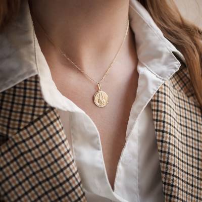 Saint Christopher Medal in 375 or 750 Yellow Gold, 16 mm Diameter - Lucas Lucor