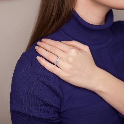 Bague Solitaire Déclaration, Diamant GSI2 0,50 ct & Or Blanc 750 - Alliantine