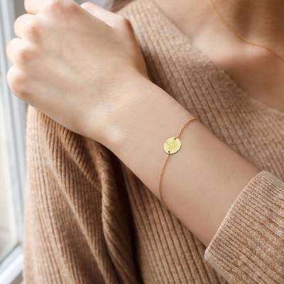 375 Yellow Gold Tree of Life Bracelet & Diamond, Adjustable Length 14 cm - Rosatella
