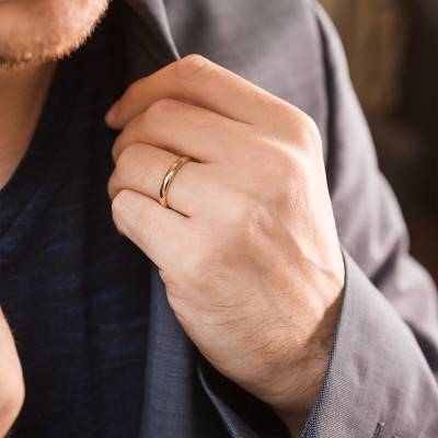 Standard Half-Round 750 Yellow Gold Wedding Ring, 3 mm Width - Ponce