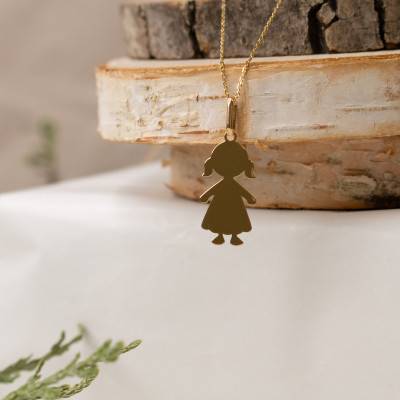 750/1000 Yellow Gold Little Girl Silhouette Pendant - Lucas Lucor - Lucas Lucor