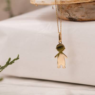 750/1000 Yellow Gold Little Boy Silhouette Pendant - Lucas Lucor - Lucas Lucor