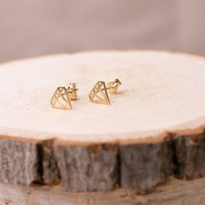 Boucles d'oreilles Forme Diamant en Or Jaune 375 - Rosatella