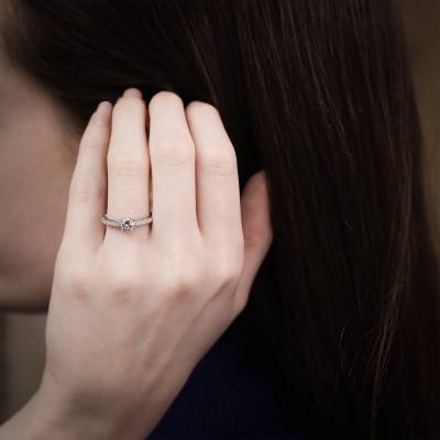 Bague Solitaire Accompagné Diamant 0,40 ct Grace en Or Blanc 750 - Alliantine