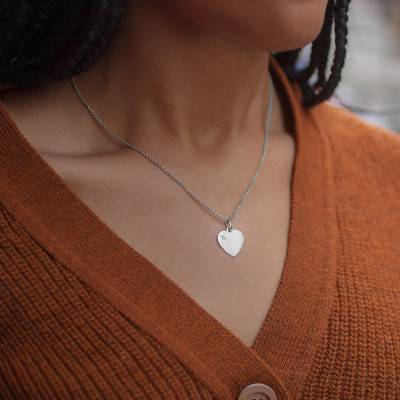 Pendentif coeur et diamant, Or Blanc 750 - Emanessence