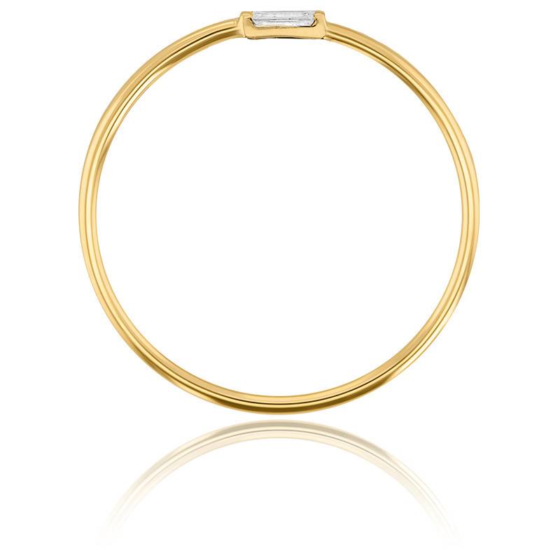 Bague Or Jaune 750 Diamant baguette 0 05 carat Ocarat