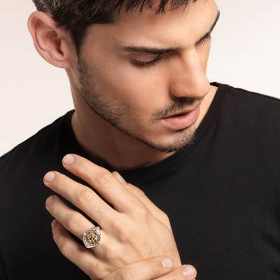 925 Sterling Silver Yellow 750/1000 Gold-Plated Faith Love Hope Ring - TR2246-849-39 - Thomas Sabo