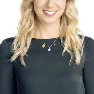 Multicolor Gold-Tone Metal Prisma Necklace, Adjustable Length 45 cm - Swarovski