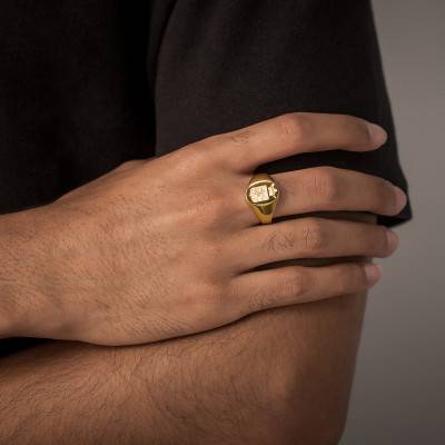 750/1000 Yellow Gold Heraldic Coat of Arms Signet Ring - Imperium