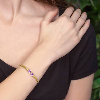 Bracelet flexible 2 Ors 375 & améthyste - Rosatella