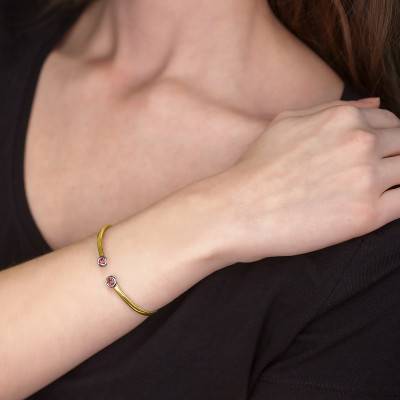 375 Two-Tone Gold Flexible & Rhodolite Bracelet - Rosatella