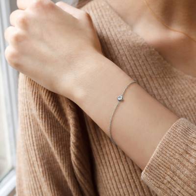 Bracelet Or Blanc 375 & diamant, Longueur de 14 à 18 cm - Rosatella