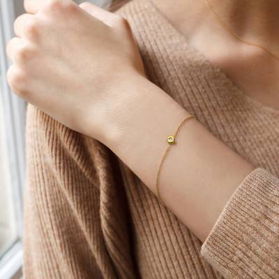 9K Yellow Gold & Diamond Bracelet, Length 14 cm to 18 cm - Rosatella