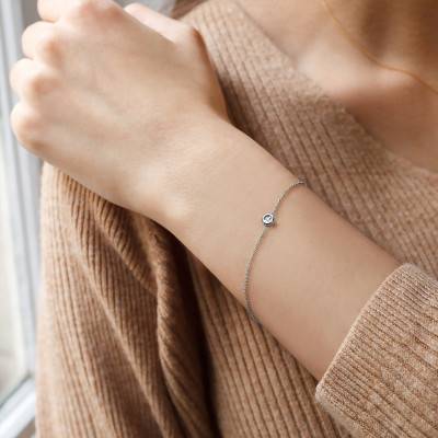 9K White Gold & 0,025 ct Diamond Bracelet, Length 14 cm to 18 cm - Rosatella