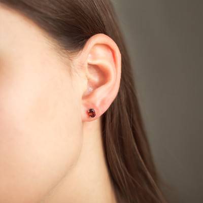 Boucles d'oreilles Or Blanc 375 & grenat - Aurora