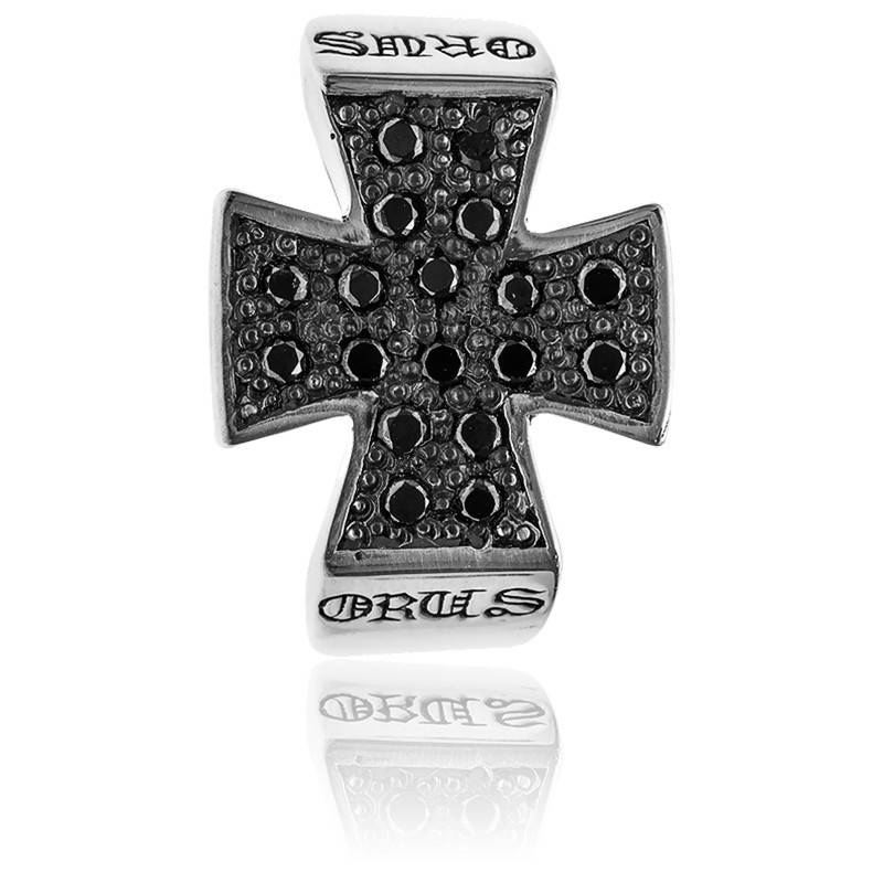 Bague Croix pav e noire en Argent Orus Bijoux Ocarat