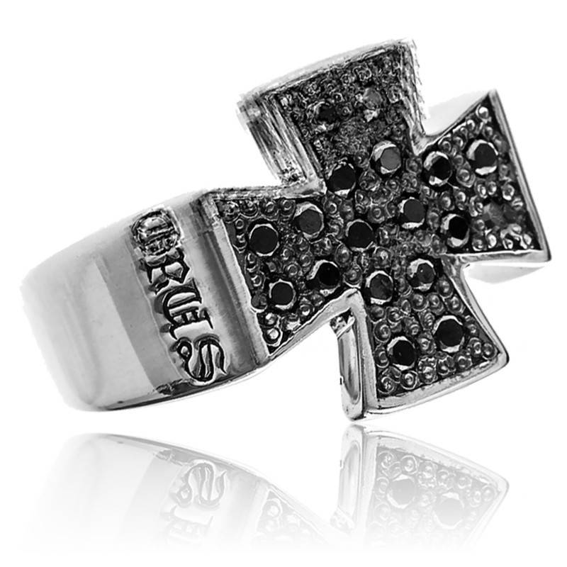 Bague Croix pav e noire en Argent Orus Bijoux Ocarat