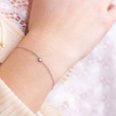 "750/1000 White Gold and 925/1000 Silver & Diamond Bracelet, Length 14 cm to 16 cm" - My Little Diamond