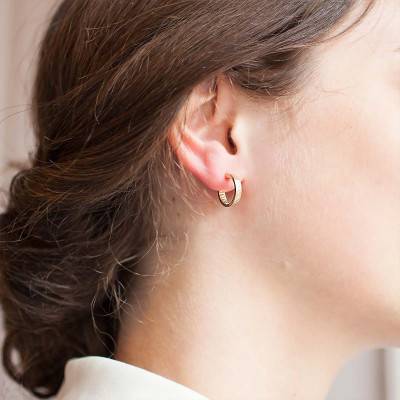 Yellow Gold 375/1000 Greek Hoop Earrings, 14 mm Diameter - Lucas Lucor