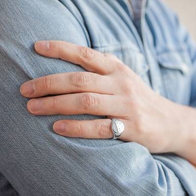 925 Silver Round Polished Face Signet Ring - Imperium