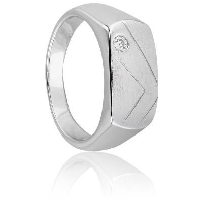 Chevalière Papillon Champagne Argent 925 Oxyde De Zirconium Taille 52 - Poids 11.1g, Neuf Sans Boîte
