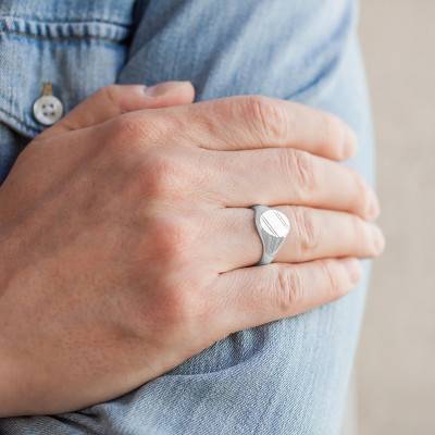 925 Silver Oval Bezel Signet Ring, 10,50 x 13 mm - Imperium