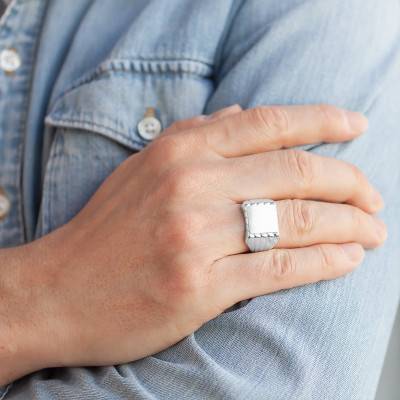 925 Silver Square Face Signet Ring, 12,50 x 12,50 mm - Imperium
