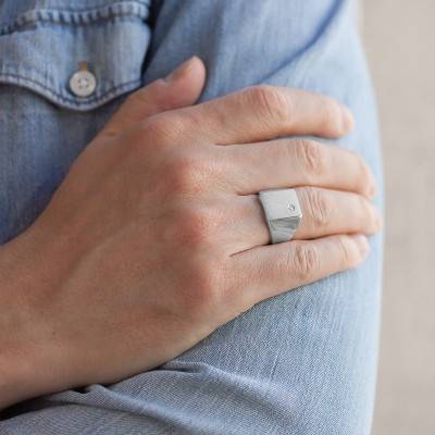 Rectangular 925 Silver & Zirconium Oxide Signet Ring - Imperium