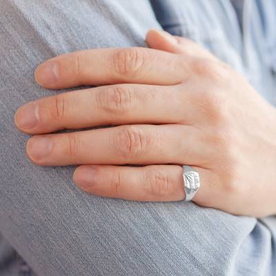925 Silver Barrel-Top Signet Ring - Imperium