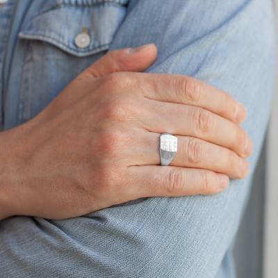 925 Silver Barrel-Top Signet Ring, 11 x 12 mm - Imperium