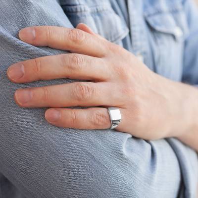 925 Silver Barrel Signet Ring, 9.50 x 10.50 mm - Imperium