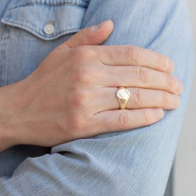 Yellow Gold-Plated Signet Ring, 11 x 13.50 mm - Imperium