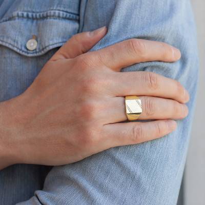 Gold-Plated Signet Ring, 12.50 x 14.50 mm - Imperium