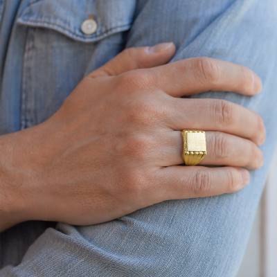 Gold-Plated Signet Ring, 12.50 x 12.50 mm - Imperium