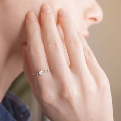 750 White Gold and 925 Silver Solitaire Ring & Diamond - My Little Diamond