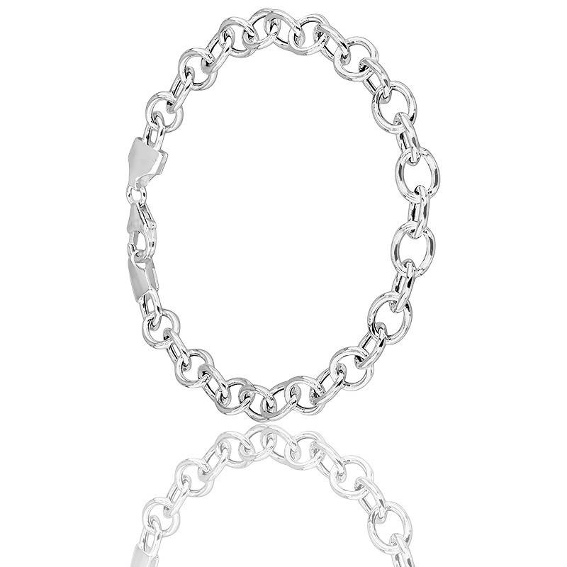 Bracelet argent 925 maille coeurs 19.5 cm