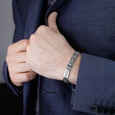 Bracelet marina acier et câble, Longueur 21 cm - B062360 - Rochet