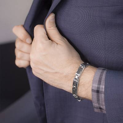 Mercury Steel and Carbon Bracelet, Length 21,5 cm - B533181 - Rochet