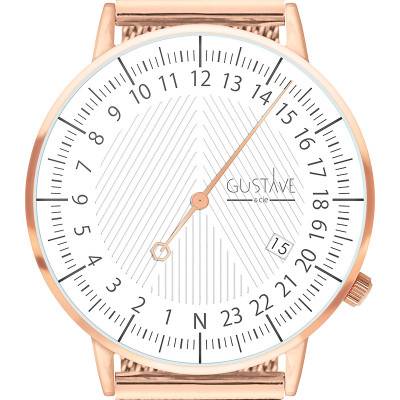 Montre 24h André Blanc et Or Rose Maille Milanaise - Gustave & Cie