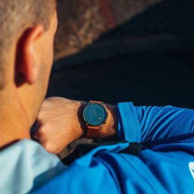 Montre 24h André Vert et Or Cuir Marron - Gustave & Cie
