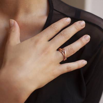 Triple Rose Gold-Plated Wedding Ring - Amore