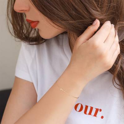 Bracelet lettres Or Rose 750, Longueur 18,5 cm - Caterina B