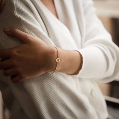 750 Yellow Gold Heart Medal Bracelet, Length 17 cm - Lucas Lucor