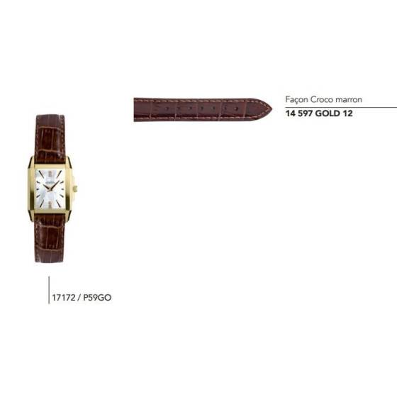 Bracelet Cuir Marron Ingersoll Pour Montre – 18 Mm, Effet Croco, Boucle Ardillon, Neuf