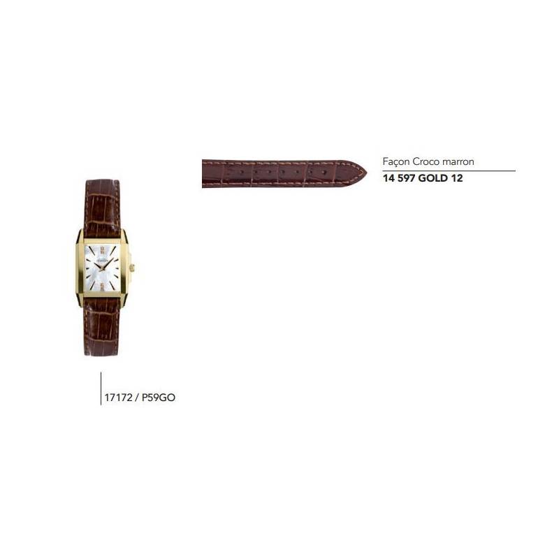 Brown Croco-Embossed Watch Strap for Series 17172 - Herbelin